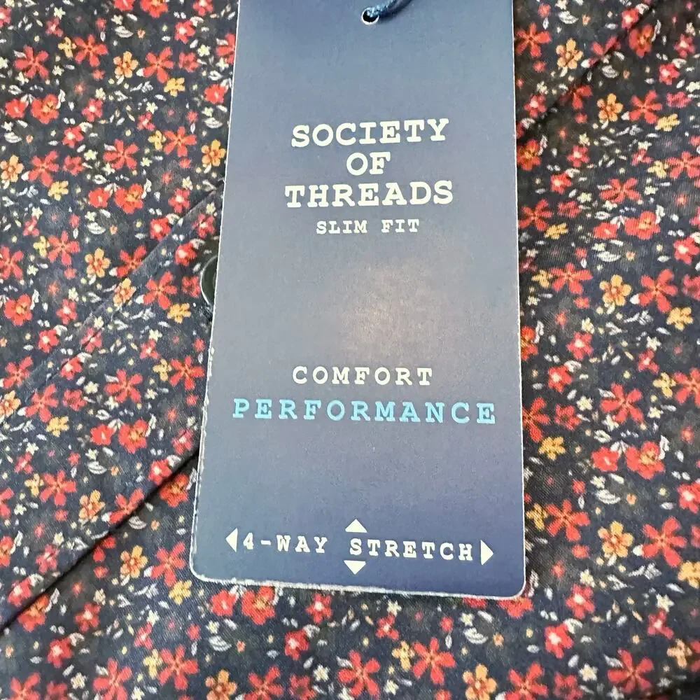 Society of threads‎ size medium, four-way stretch, blue, and red floral - Picture 10 of 12